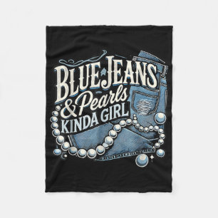 Denim Fabric Blue Jeans Pearls Skinny Jeans Lover Fleece Blanket