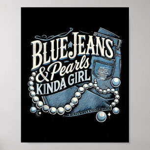 Denim Fabric Blue Jeans Pearls Skinny Jeans Lover  Poster