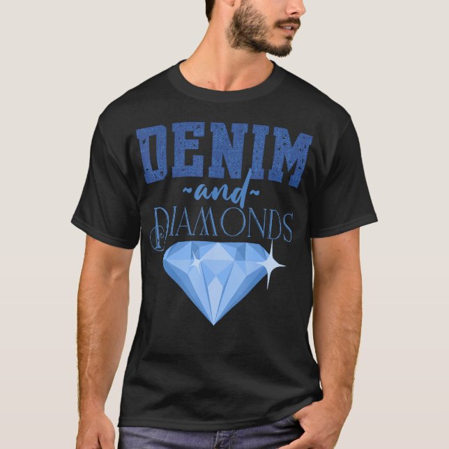 Denim Fabric Diamonds Stylish Skinny Jeans Lover T-Shirt (Front)