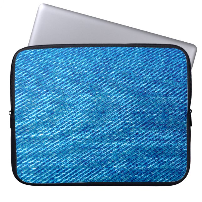 Denim fabric jeans blue jeans laptop sleeve (Front)