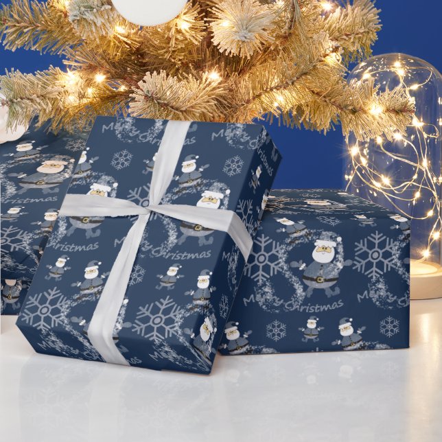 Denim Fashion Christmas Santa Pattern Wrapping Paper (Holidays)