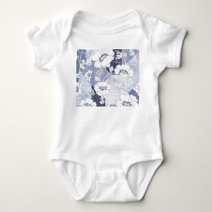 Denim flower patchwork, seamless pattern. baby bodysuit