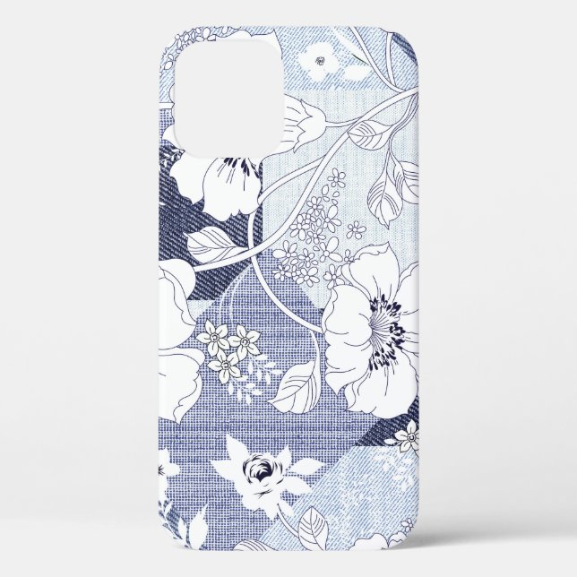 Denim flower patchwork, seamless pattern. Case-Mate iPhone case (Back)