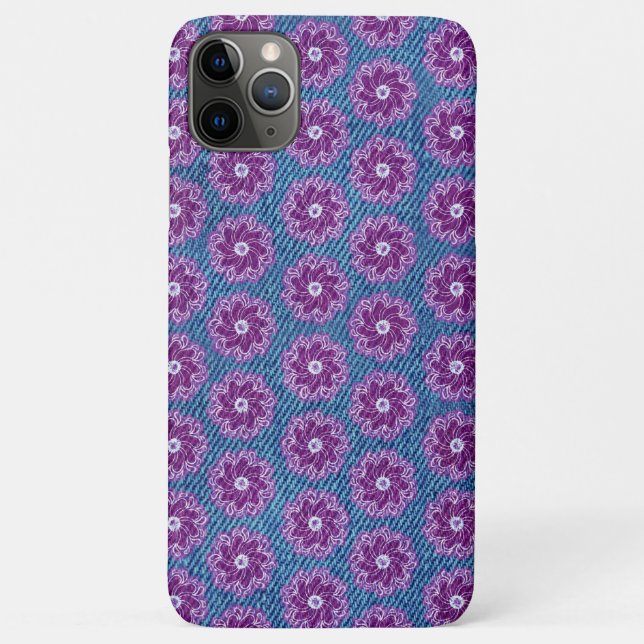 Denim & flowers purple blue graphic Case-Mate iPhone case (Back)