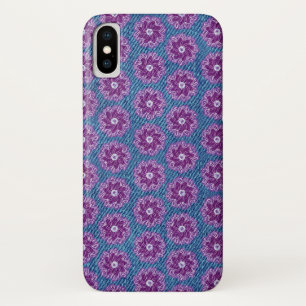 Denim & flowers purple/ blue iphone case