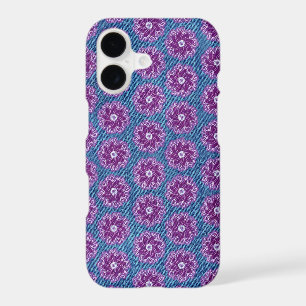 Denim & flowers purple/ blue iphone case