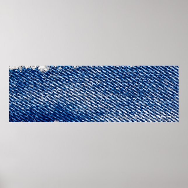 Denim frame. Ripped denim fabric with fringe edge  Poster (Front)