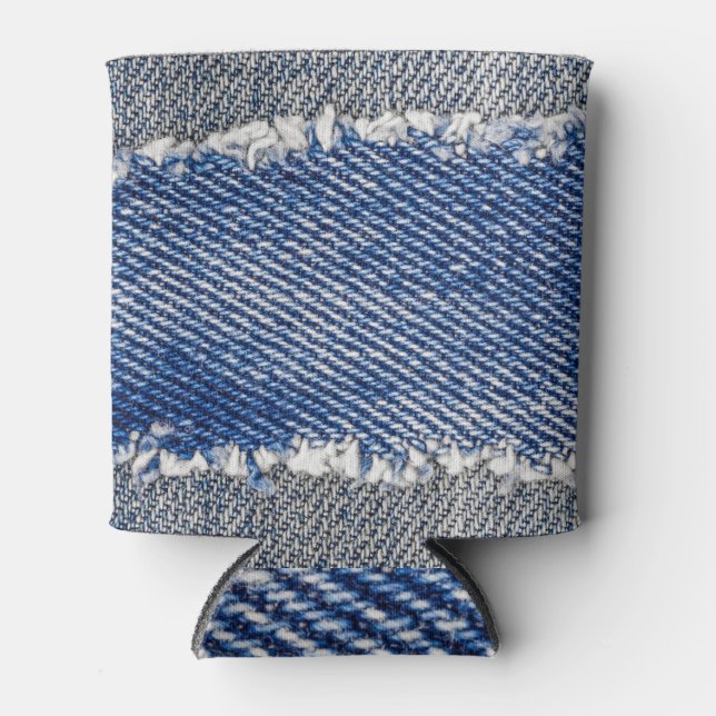 Denim frame, ripped, double colour. can cooler (Front)
