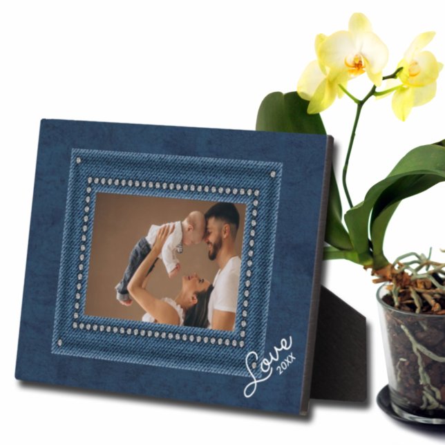 Denim Frameless Family Photo Easel Back Plaque (Creator Uploaded)
