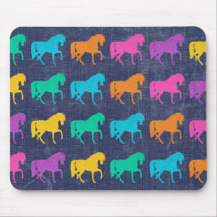 Denim Glitter Horses Design Mouse Pad