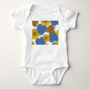 Denim Hearts Leopard Sunflowers Pattern Baby Bodysuit