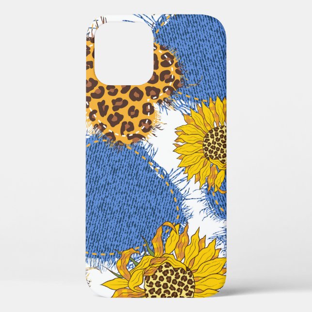 Denim Hearts Leopard Sunflowers Pattern Case-Mate iPhone Case (Back)