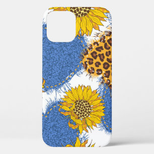 Denim hearts made of fabric with torn edges and le iPhone 12 case