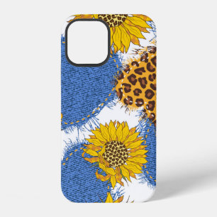 Denim hearts made of fabric with torn edges and le iPhone 12 case