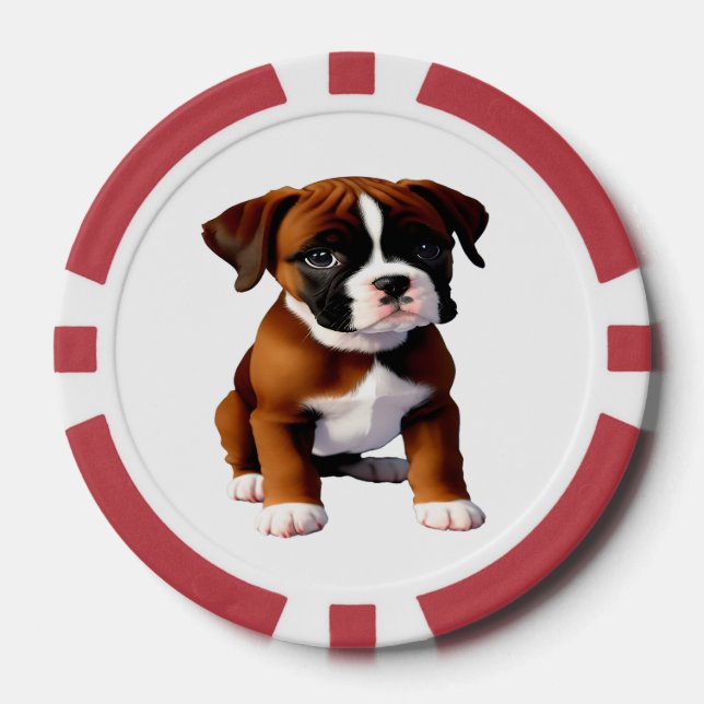 Denim Jacket Boxer Dog Poker Chips (Front)