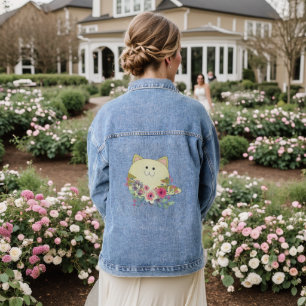 Denim Jacket Floral Cat