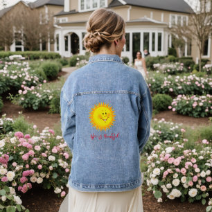 Denim Jacket Life is Beautiful Sun Floral