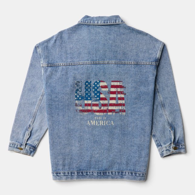 Denim Jacket - Values Typography Jean Jacket (Back)
