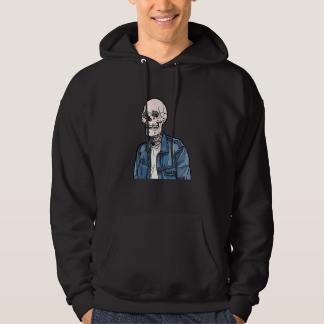Denim Jacket Vintage Skull Hoodie (Front)