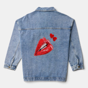 Denim Jacket with Red Lips