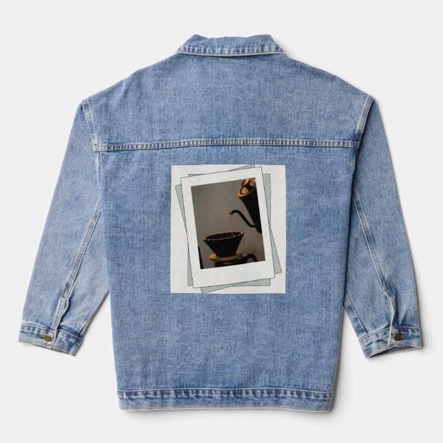 Denim jacket with tea illustration (Back)