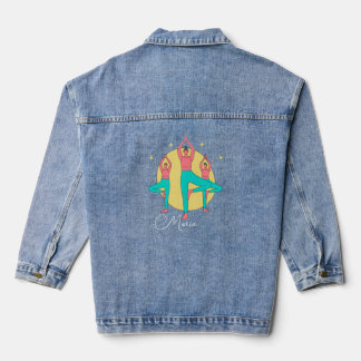 Denim Jacket with Unique Yoga-Inspired Design