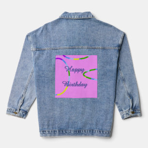 Denim Jacket Your Text or Happy Birthday on Pink