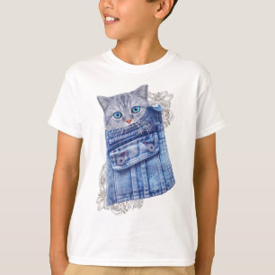 Denim Jean pockets,Kittens and Lace T-Shirt