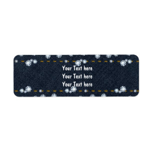 Denim Jean Stitched & Diamonds Address Labels