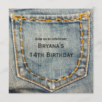Denim Jean Stitched Pocket Birthday Party