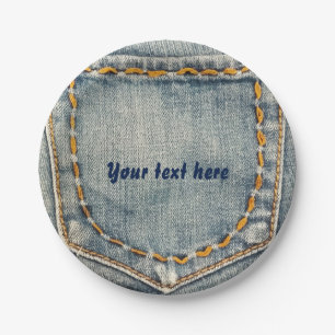 Denim Jean Stitched Pocket Custom Party Plates