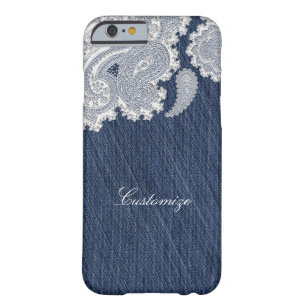 Denim Jean & White Lace Elegant Country Rustic Barely There iPhone 6 Case