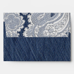 Denim Jean & White Lace Elegant Wedding Invitation Envelopes