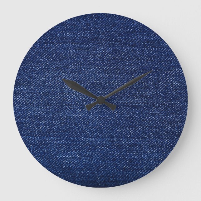 Denim jeans fabric: textured background. large clock (Front)