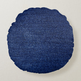 Denim jeans fabric: textured background. round cushion