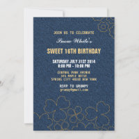 Denim Jeans Floral Pattern Birthday Invitation
