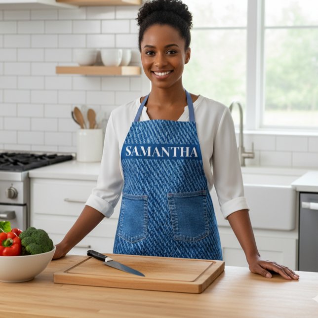 Denim Jeans Look Pockets Monogram Apron (Creator Uploaded)