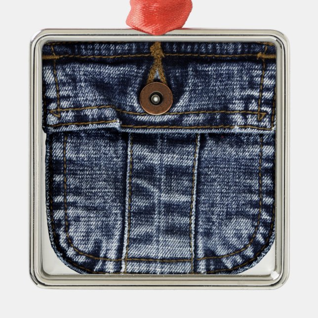 Denim Jeans Pocket Metal Ornament (Front)