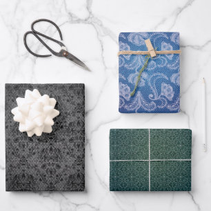Denim Lace Fashion Designer Texture Wrapping Paper Sheet