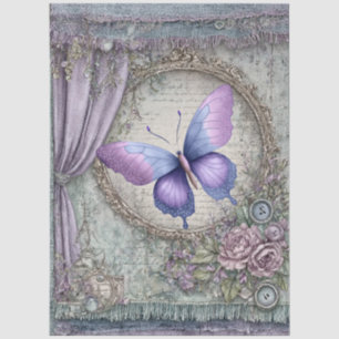 Denim & Lace Floral Fantasy Butterfly Decoupage Tissue Paper