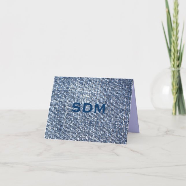 Denim Monogram Note Card (Front)