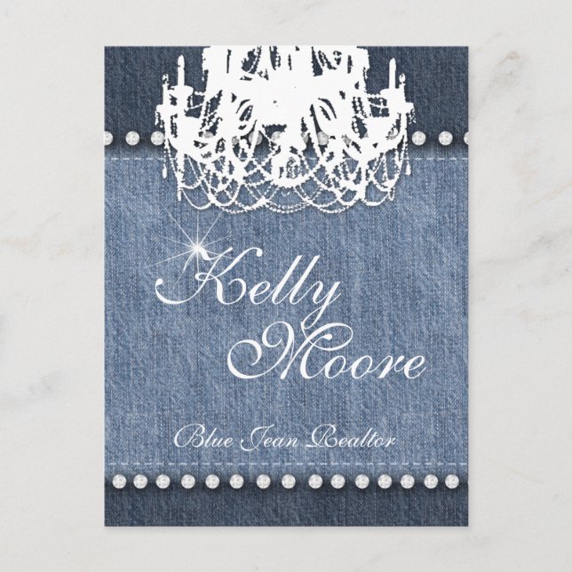 Denim 'n Diamonds Chandelier Blue Jean Postcard (Front)