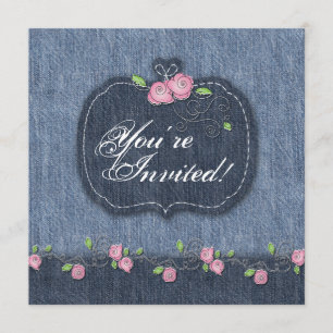 Denim n Roses Wedding Invitation Western