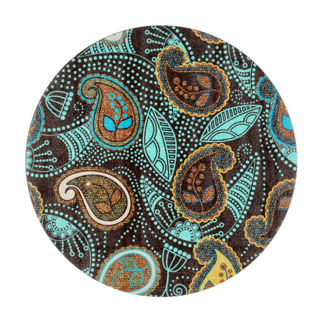 Denim Paisley: Seamless Jeans Texture Pattern Cutting Board (Front)
