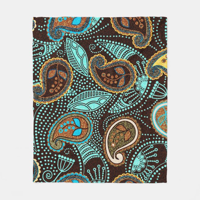 Denim Paisley: Seamless Jeans Texture Pattern Fleece Blanket (Front)