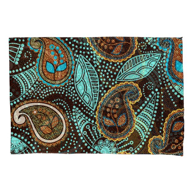 Denim Paisley: Seamless Jeans Texture Pattern Pillowcase (Front)