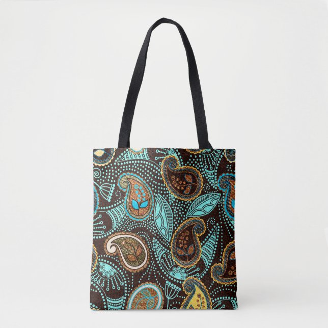 Denim Paisley: Seamless Jeans Texture Pattern Tote Bag (Front)