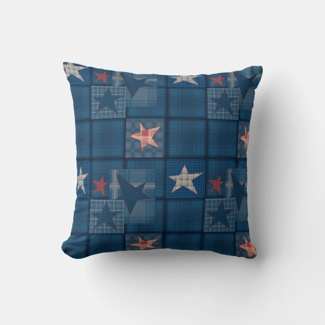 Denim patchwork cushion (Front)