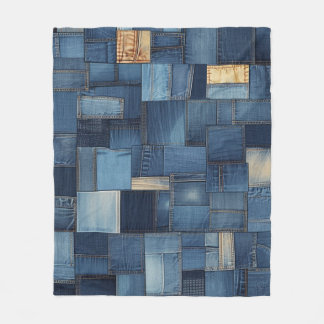 Denim Patchwork Fleece Blanket