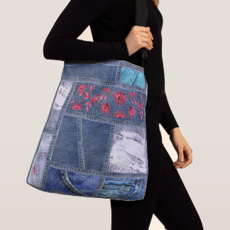Denim Patchwork-Inspired Crossbody Bag